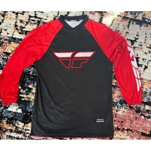 Fly Racing Motocross Jersey Mens Medium Black Red Long Sleeve BMX MTB Shirt